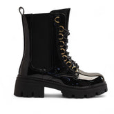 Europeon Union Women Black Vernis Leather Half Boot #3336